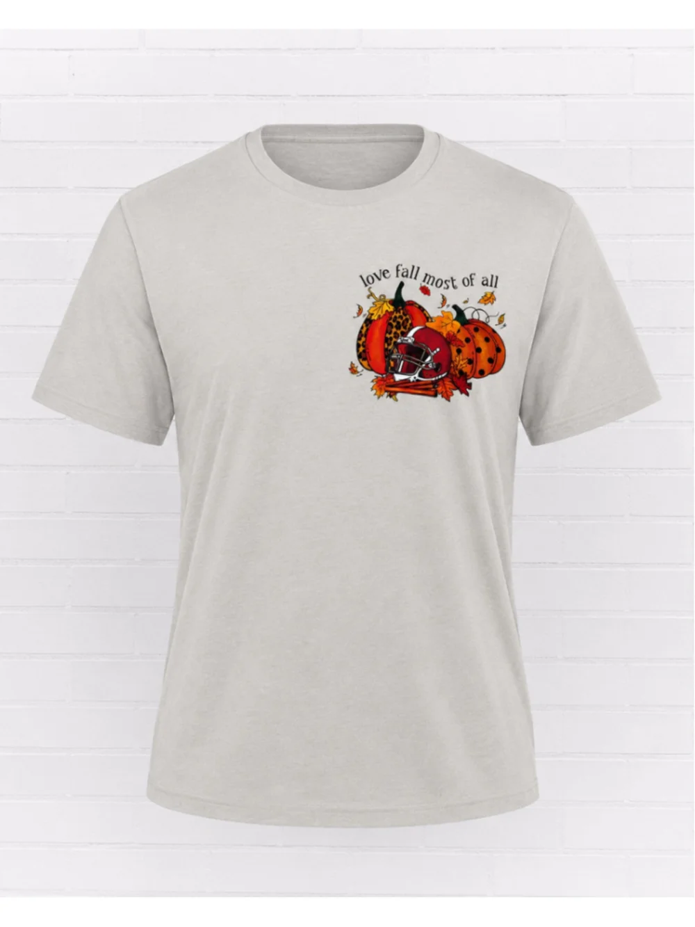 Women's Gildan Cream Short Sleeve Tee with Fall Pumpkin Football Graphic XL